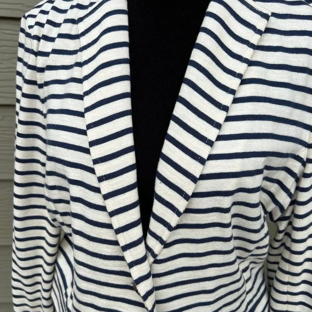 J.CREW size M blazer cream with navy stripes cotton - Picture 6 of 11